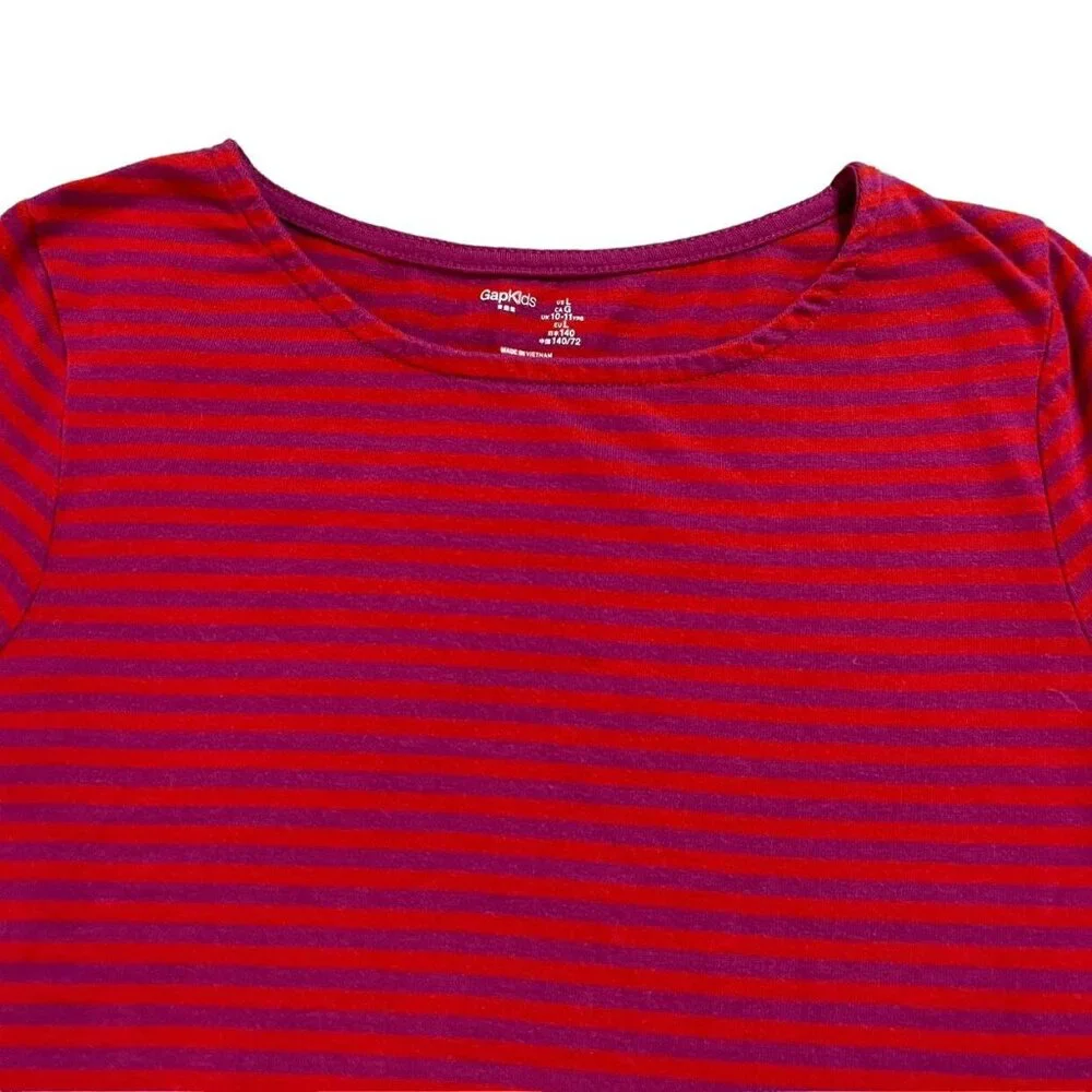 Gap Kids Sz L (10) Red & Purple Striped Peplum Top